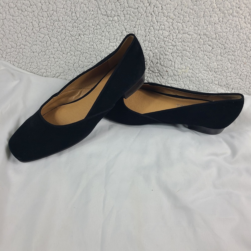 Crown Vintage Talzie Black Suede Square Toe Ballet Flats CV-TALZIE Womens 8M 39 - Picture 2 of 6